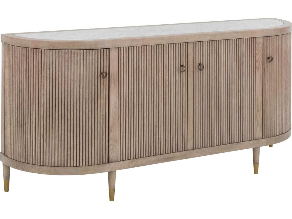 Everett 72-Inch Red Oak Credenza with White Carrara Stone Top