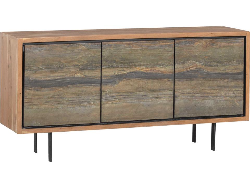 Sundries 60-Inch Acacia Wood Credenza Sideboard with Sandstone Veneers