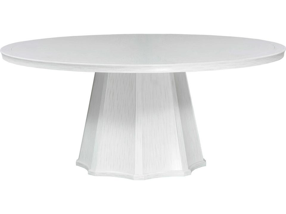 East Camden 72-Inch Round Dining Table Pearl Finish with Carrara Marble