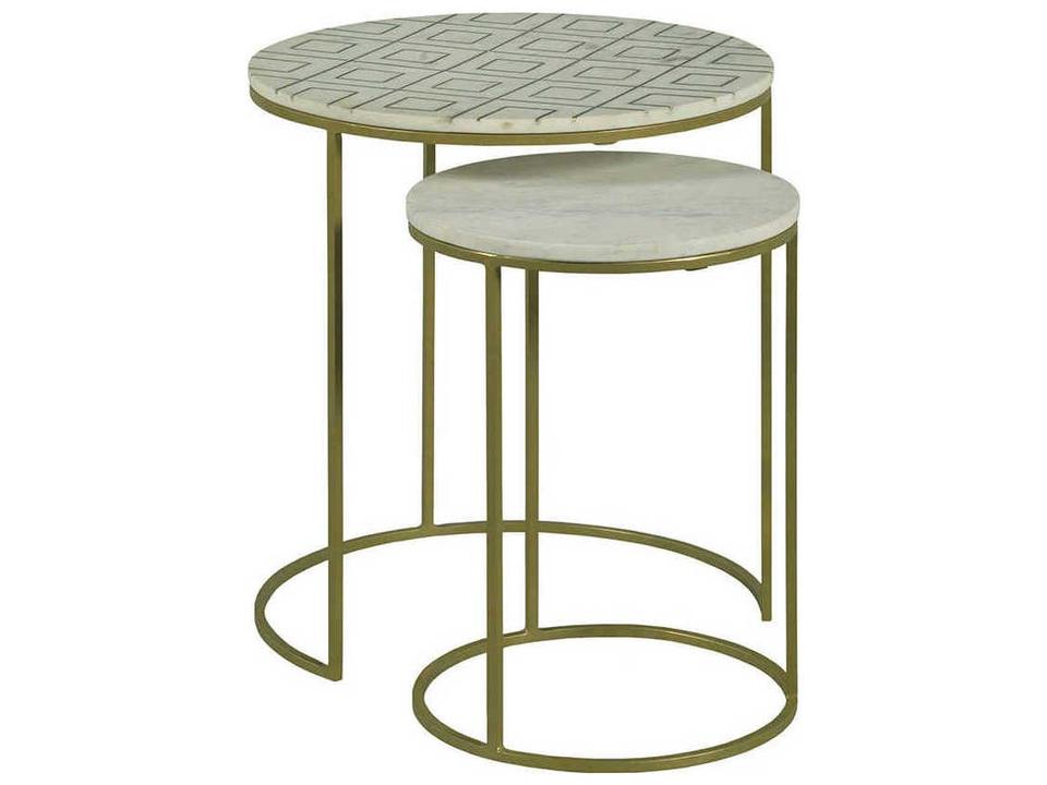 Soulful Textures Nesting Drink Table Aged Bronze and Carrara Marble