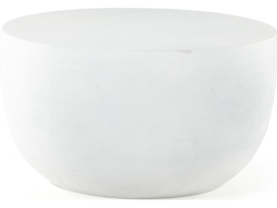 Marlow Basil Cast Aluminum Round End Table in Matte White
