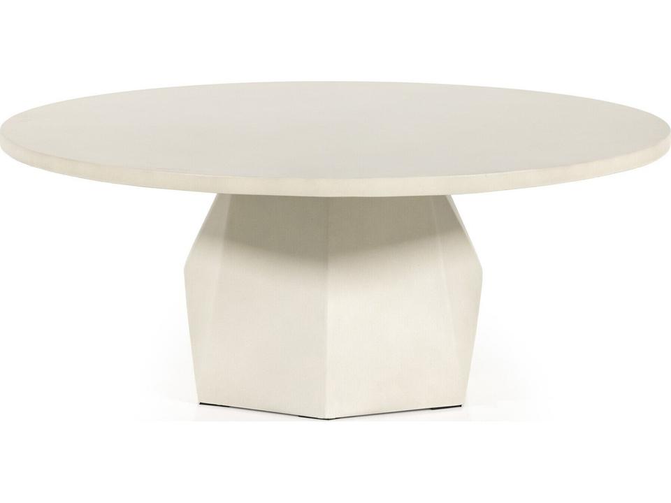 Bowman 40-Inch Round Concrete Coffee Table in White Concrete