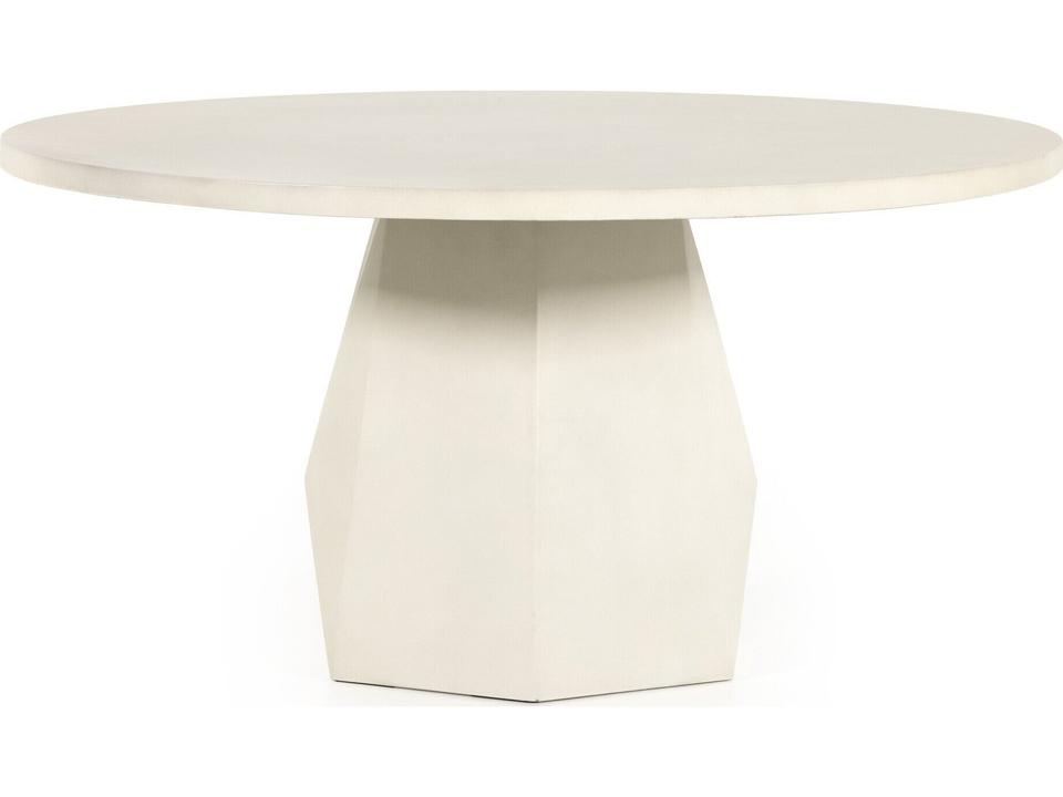 Bowman 60-Inch Round Concrete Dining Table in White Concrete