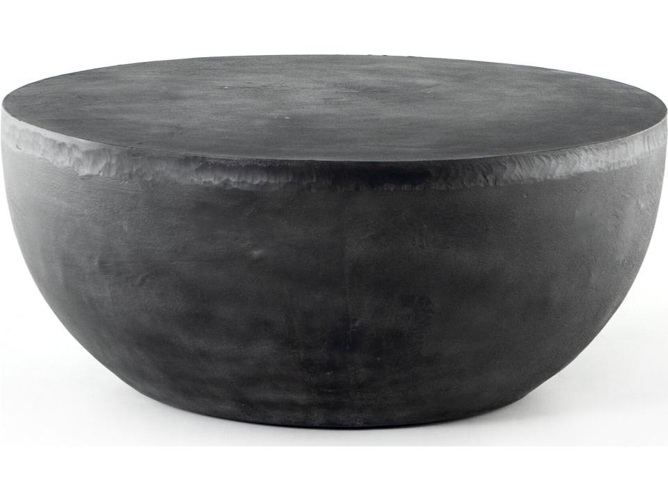 Basil 36-Inch Round Aluminum Coffee Table in Aged Grey