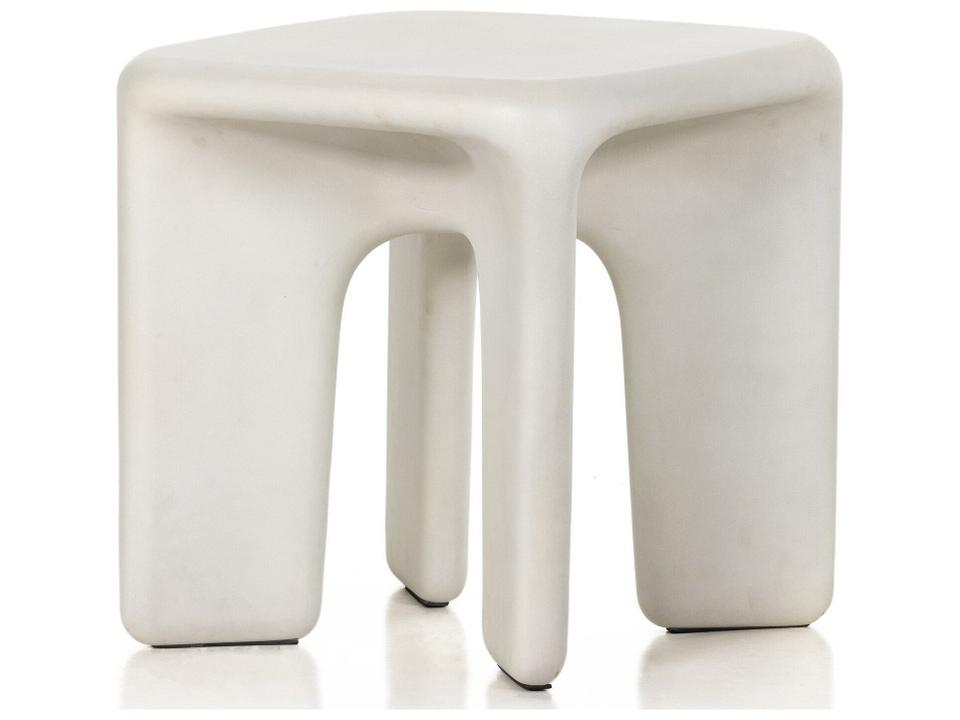 Thayer Dante Square Concrete End Table in White