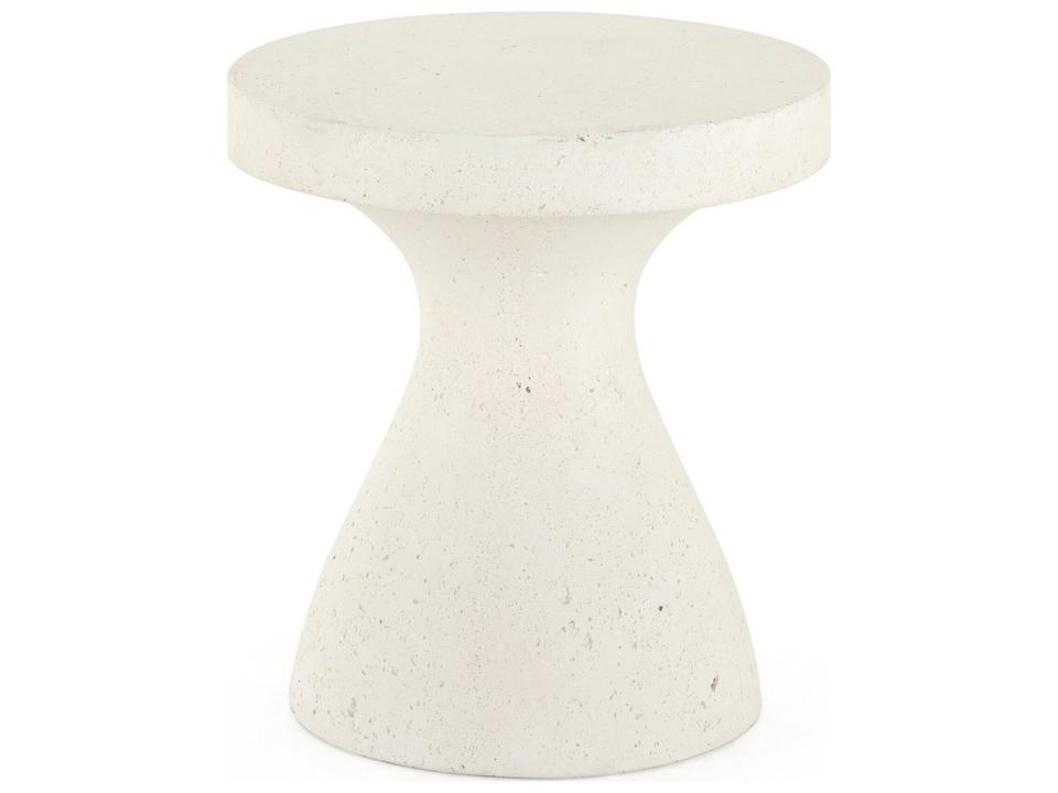 Constantine Textured White Concrete Round End Table