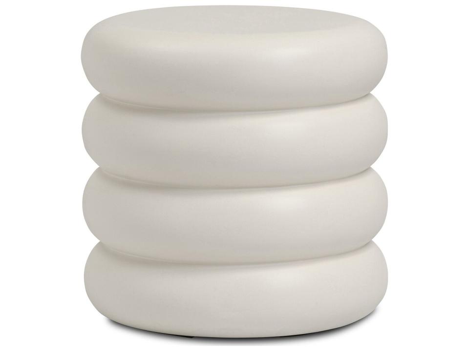 Four Hands Thayer West Round Concrete End Table in Ivory Clay