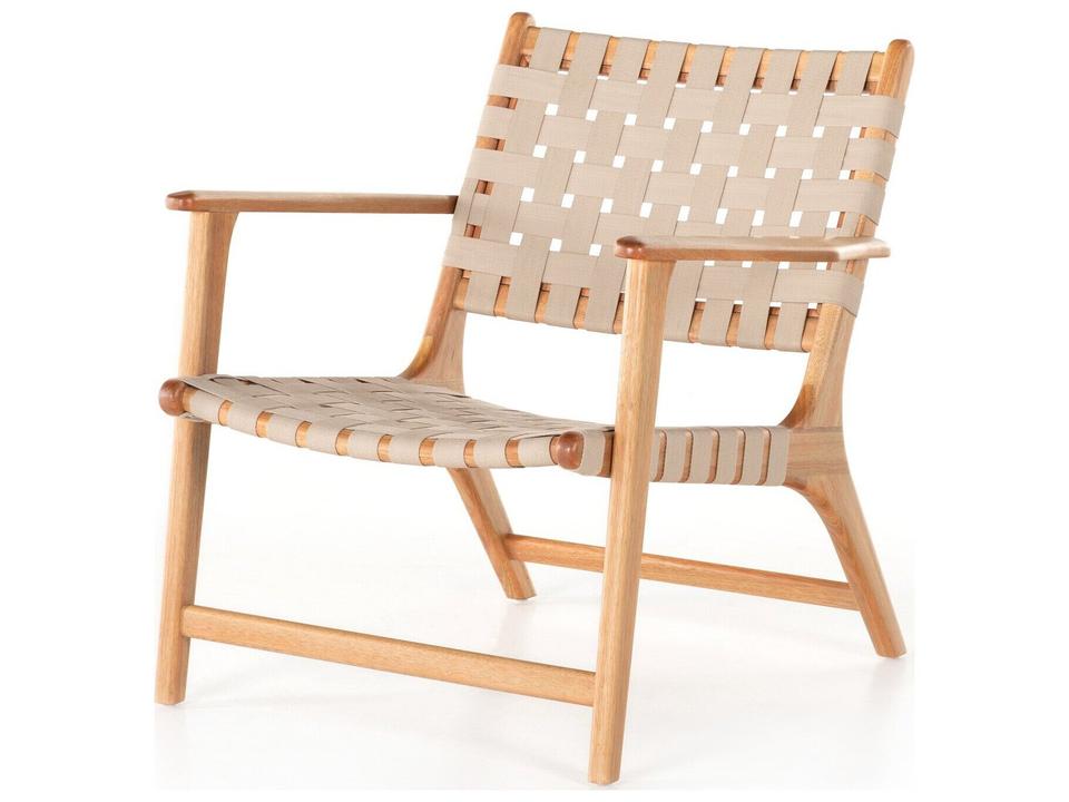 Halsted Jevon Wood Strap Lounge Chair in Soft Khaki