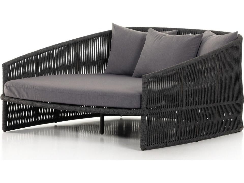 Solano Porto Outdoor Daybed in Charcoal Olefin and Bronze Rope