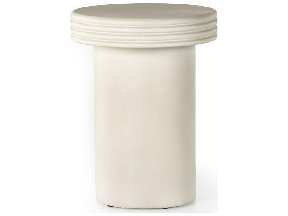 Thayer 15-Inch Round Concrete End Table in White