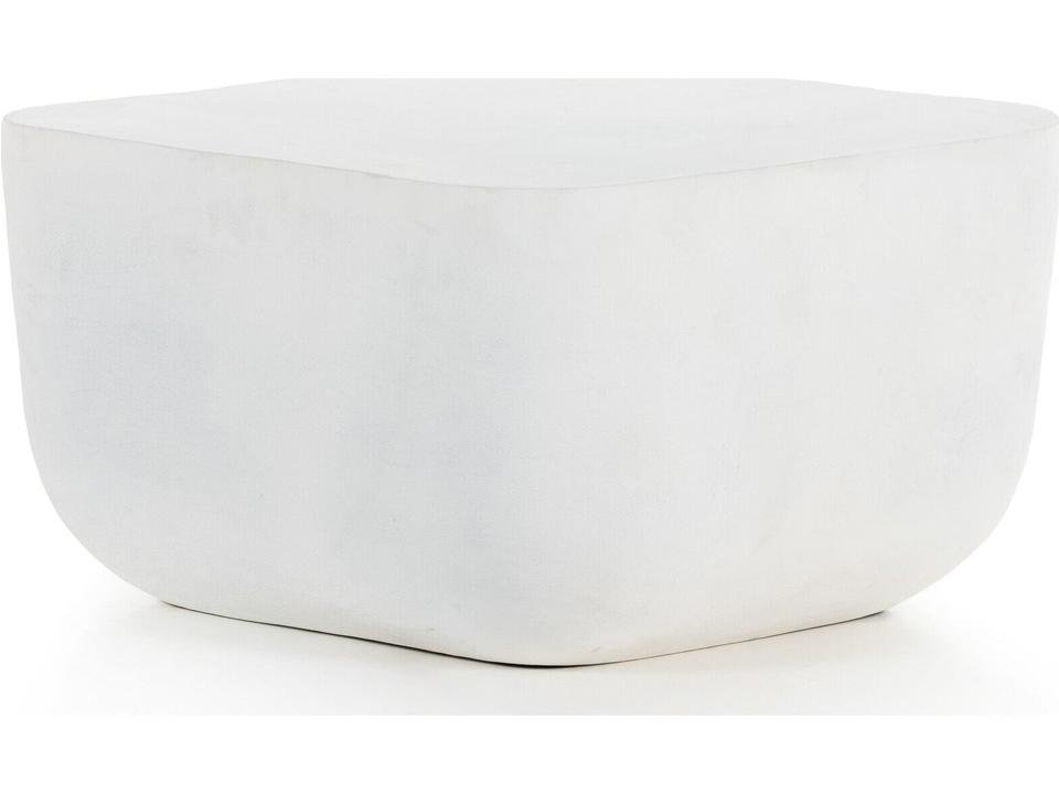 Basil Square End Table Matte White Cast Aluminum