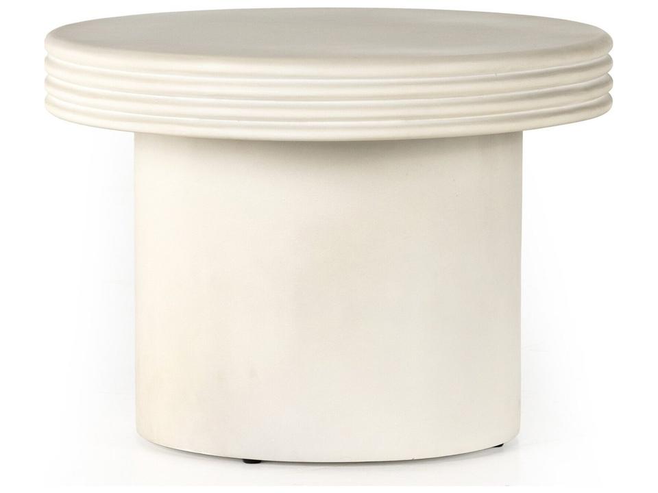 Thayer Grecia White Concrete Round End Table