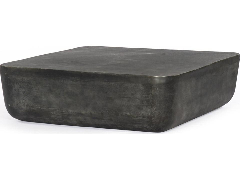 Marlow Basil Aged Grey Aluminum Square Coffee Table