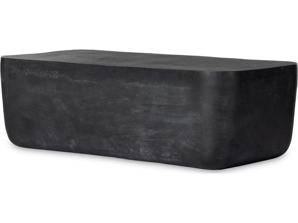 Basil Rectangular Cast Aluminum Coffee Table in Aged Grey