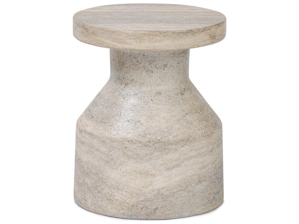 Chandler Round Concrete End Table Textured Sandy Grey