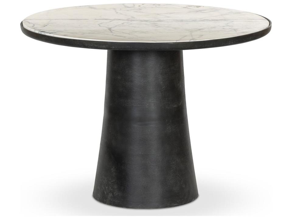 Balboa 42 Inch Round Dining Table with Marble Top in Aged Grey