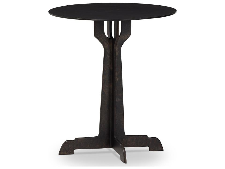 Malloy 18-Inch Round Aluminum End Table in Distressed Bronze