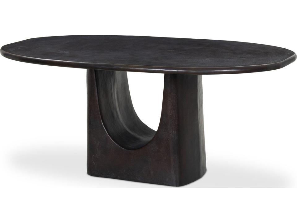 Amato 72-Inch Oval Aluminum Dining Table in Antique Rust