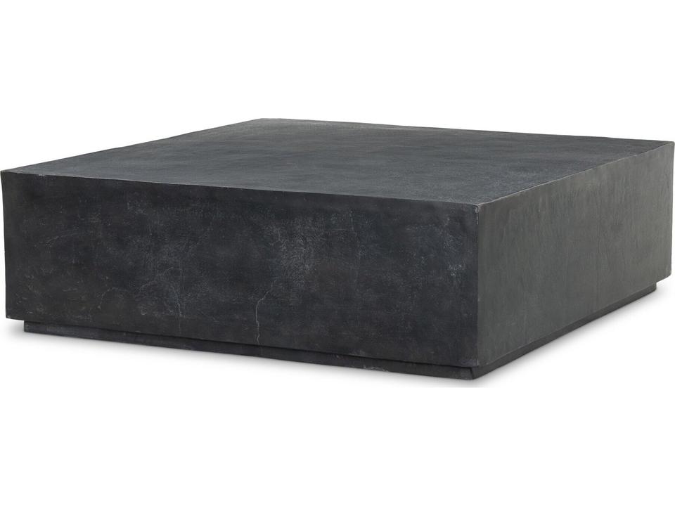 Graso Square Coffee Table with Cast Aluminum Top in Aged Grey