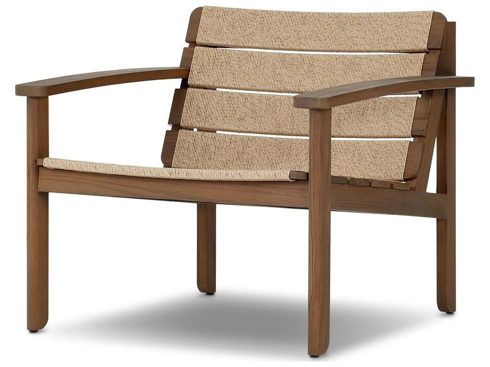 Isolde Outdoor Lounge Chair in Faux Hyacinth and Teak