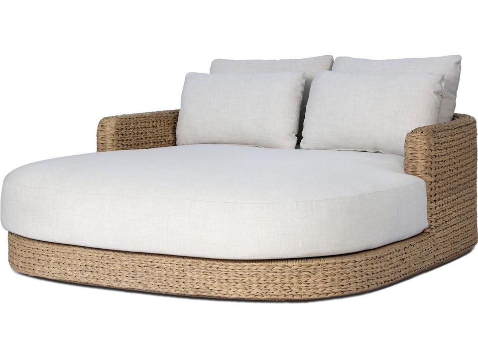 Caney Double Chaise Lounge in Vergo Cream and Coastal Weave