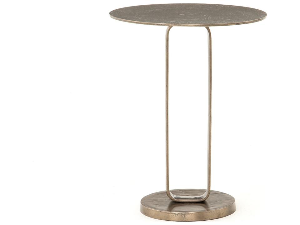 Douglas Round Aluminum End Table in Aged Bronze
