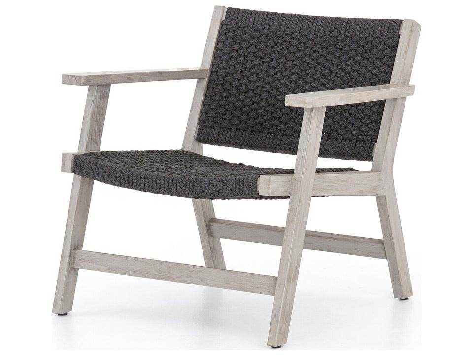 Solano Delano Weathered Teak and Rope Accent Chair Grey