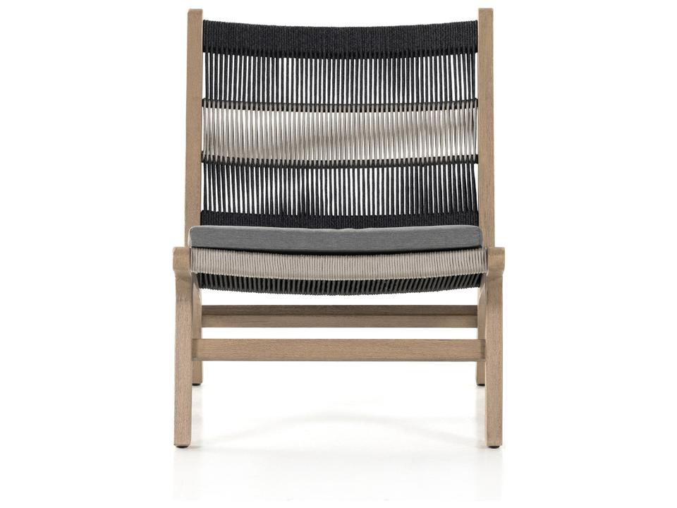 Globetrotter Outdoor Washed Brown / Grey Rope Dark Teak Strap Lounge Chair