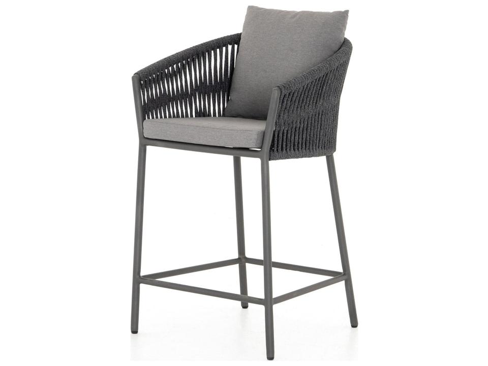 Solano Porto Aluminum Counter Stool in Bronze with Venao Charcoal