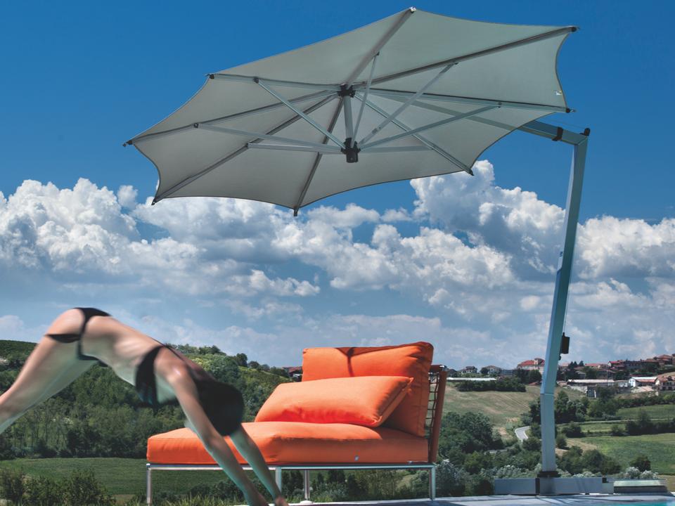 large fim cantilever patio umbrella 11x11ft Backyard Telescopic Umbrella, Extra Umbrella, Turquoise Blue So dont suffer in the heat this summer FIM Aluminum 10' x 13'