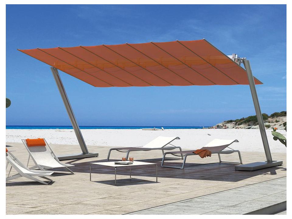 14' patio umbrella FIM Flexy Aluminum 10' x Rectangular Offset so it is always firmly anchored SANLUCE UN-SM-14GY 11 ft. Aluminum
