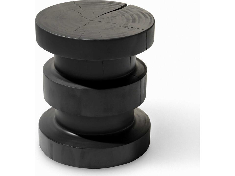 Bishop Inez Round Wood Black Pine End Table