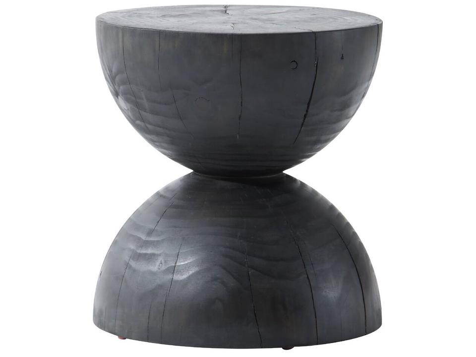 Bishop Aliza Round Wood Black Pine End Table
