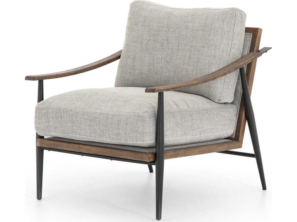 Kennedy Gabardine Grey Fabric Accent Chair with Gunmetal Legs