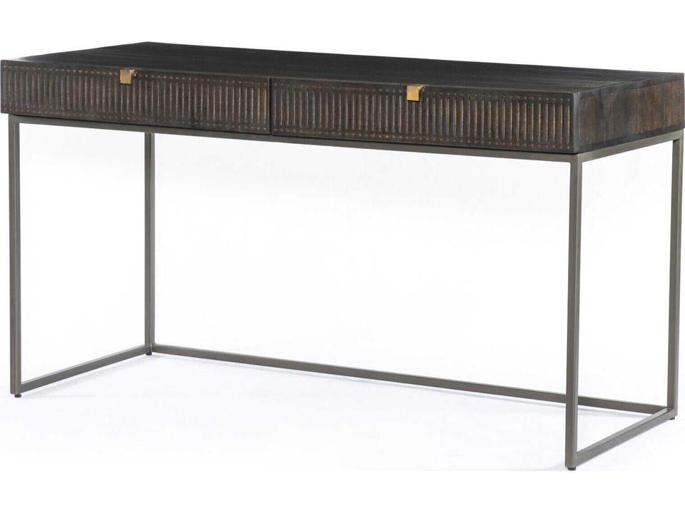 Kelby Writing Desk Carved Vintage Brown