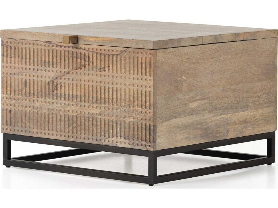 Aiden Kelby Gunmetal Square Wood Storage Bunching Table