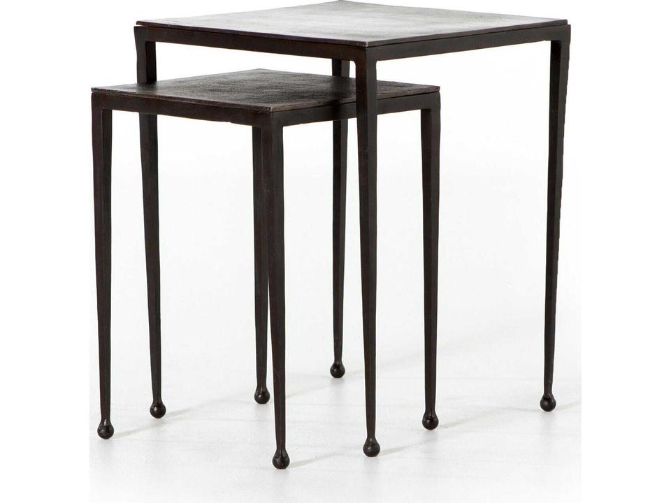 Dalston Square Aluminum Nesting End Table Set Antique Rust