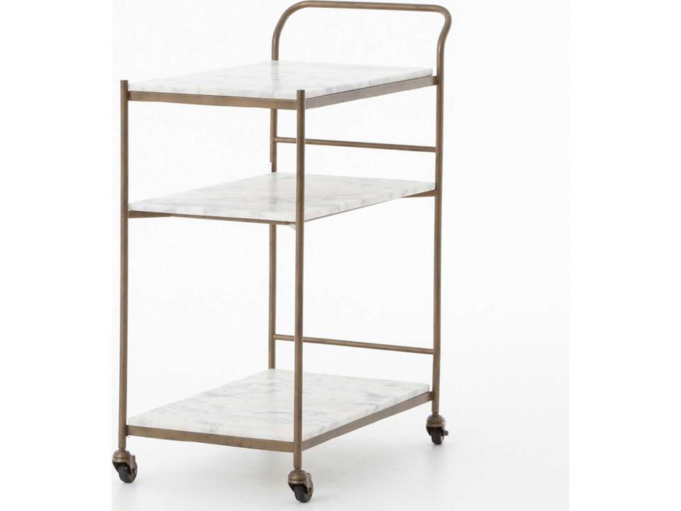 Felix Bar Cart with White Marble Shelves