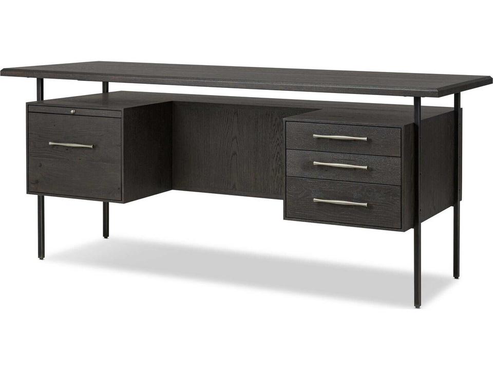 Bina Lauren Charcoal Oak Resawn Veneer Oak Wood Desk