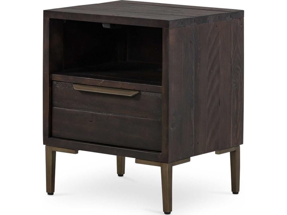 Wyeth 1-Drawer Reclaimed Pine Nightstand in Dark Carbon