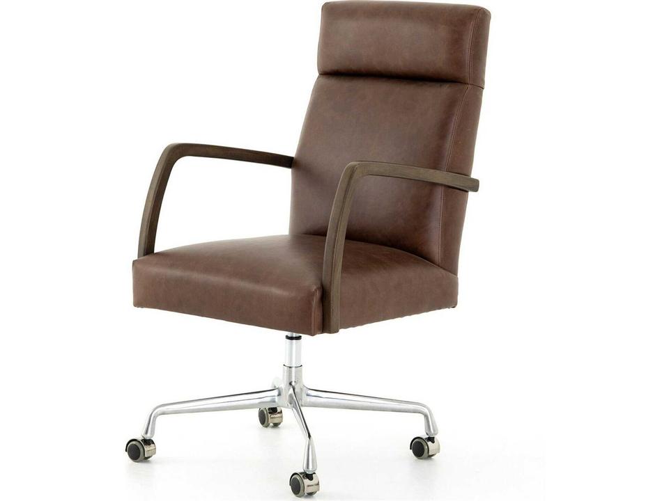 Abbott Brown Leather Swivel Computer Office Chair