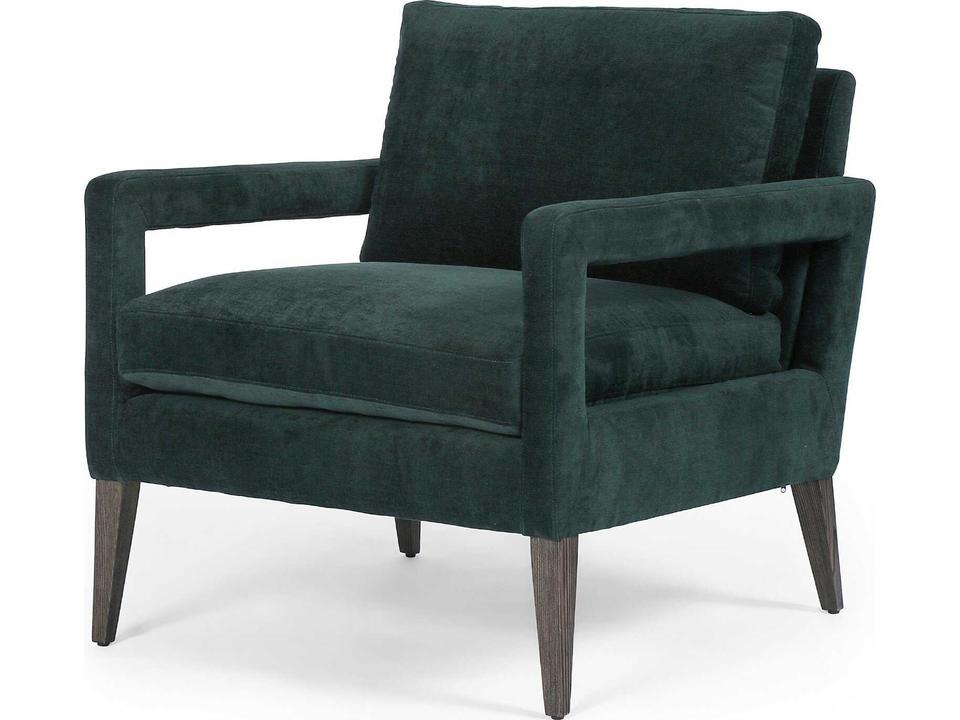Grayson Olson Emerald Green Velvet Accent Chair with Tapered Oak Legs