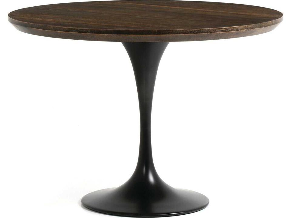 Powell Round 42-Inch Dining Table in English Brown Oak Veneer