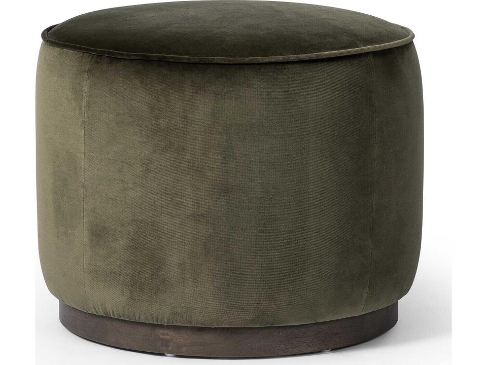 Sinclair Round Ottoman in Surrey Olive Performance Velvet