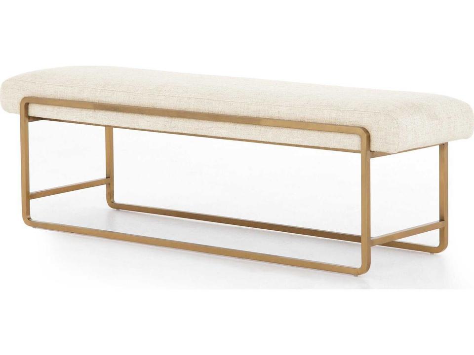Tracey Boyd for  Upholstered Sled Bench Thames Cream Performance Fabric