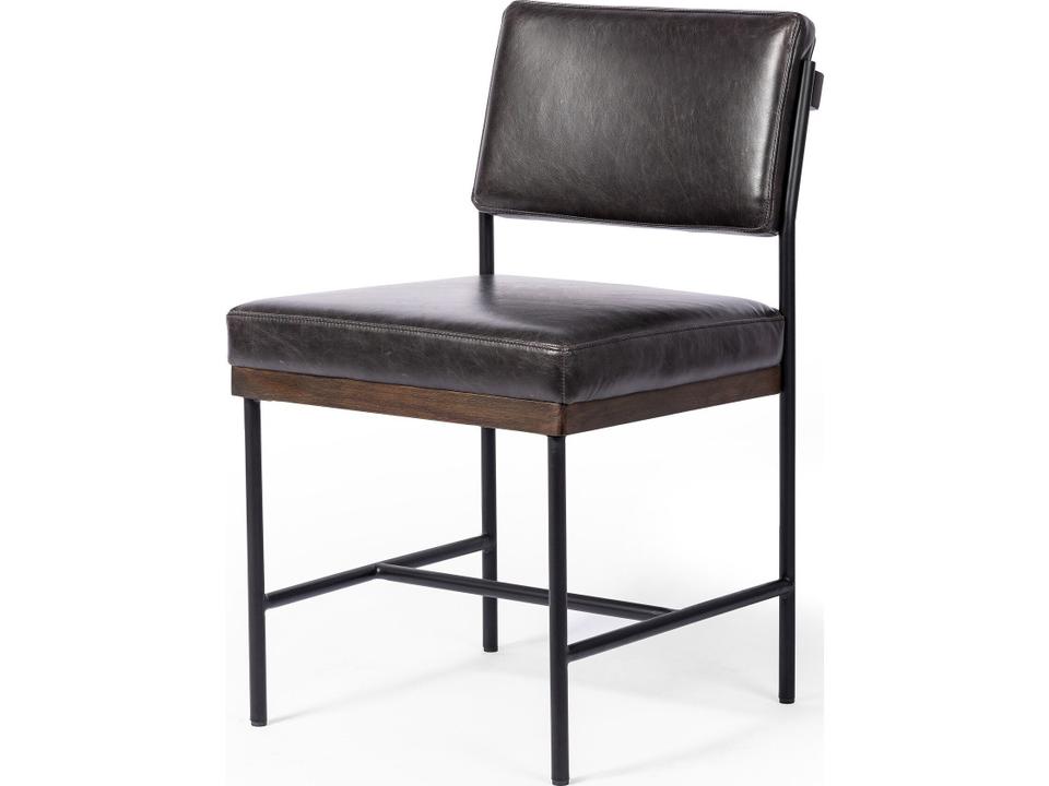 Benton Upholstered Dining Side Chair in Sonoma Black Top-Grain Leather