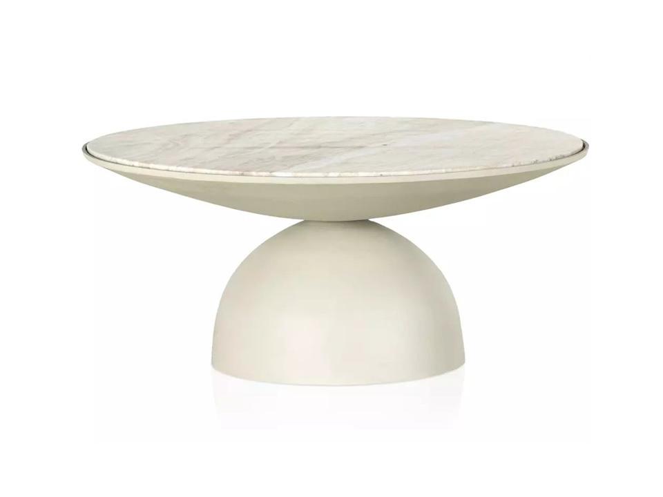 Corbett Round Marble Coffee Table Sculptural