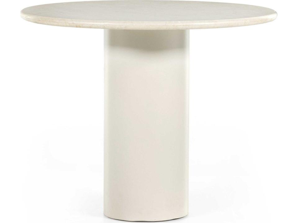 Belle 38-Inch Round Dining Table Cream Marble and Ivory Iron