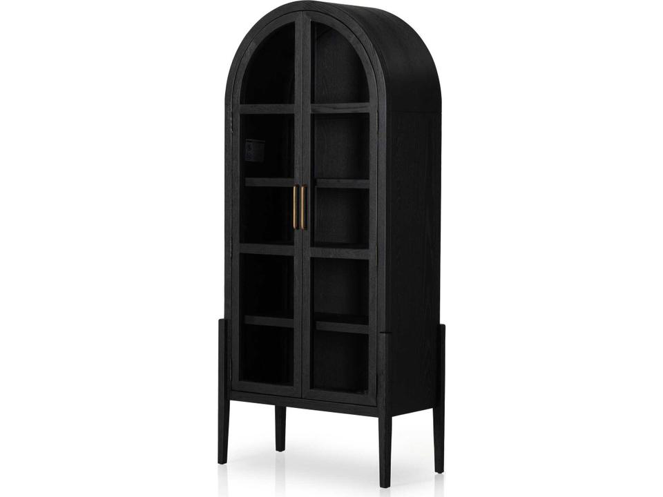 Tolle Cabinet Drifted Matte Black Solid Oak with Glass Front