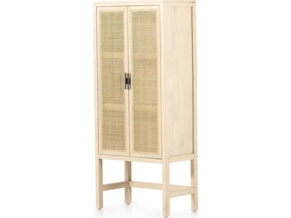 Leighton Gunmetal Natural Cane Mango Wood Accent Chest